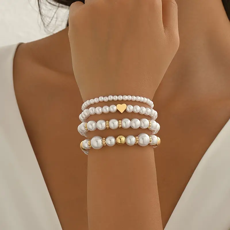 Emma Refined Pearl Beaded Bracelet Set l Sammen Mot Brystkreft