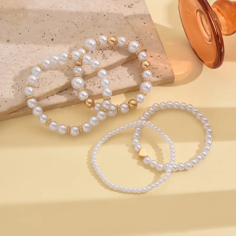 Emma Refined Pearl Beaded Bracelet Set l Sammen Mot Brystkreft
