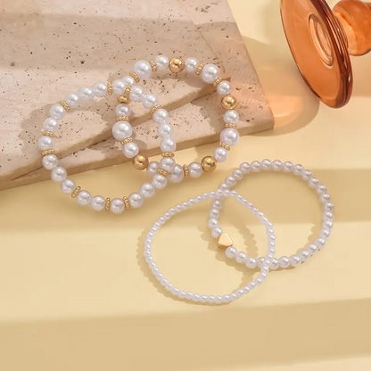 Emma Refined Pearl Beaded Bracelet Set l Sammen Mot Brystkreft